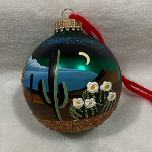 Scottsdale, AZ Hand painted Christmas ornament in gorgeous Teal/ dark Turquoise